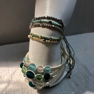 Woven Bracelet Lot: 10 woven bracelets, glass accents #206